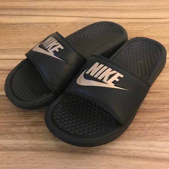 Nike Benassi JDI Black Rose Gold Slides Sandals Slip On 343881-007 Women's 5 - Picture 2 of 6